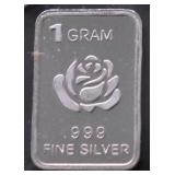 1 GRAM .999 SILVER BAR