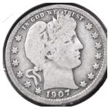 1907 BARBER QUARTER VG