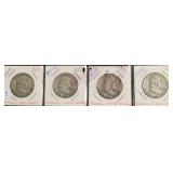 4 FRANKLIN HALF DOLLARS