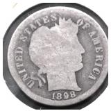 1898 S BARBER DIME G