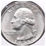 1955 D CHOICE BU WASHINGTON QUARTER