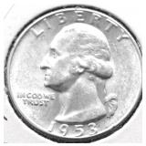 1953 GEM BU WASHINGTON QUARTER