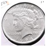 1924 CHOICE BU PEACE DOLLAR