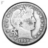 1908 D BARBER HALF DOLLAR G