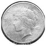 1922 S PEACE DOLLAR VF