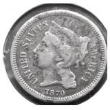 1870 3 CENT PIECE G