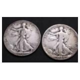 TWO WALKING HALF DOLLARS
