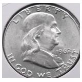 1962 GEM BU FRANKLIN HALF DOLLAR