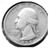 1935 D WASHINGTON QUARTER VF