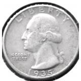 1935 WASHINGTON QUARTER XF