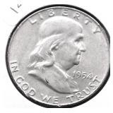 1954 D FRANKLIN HALF DOLLAR AU
