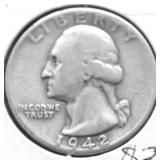1942 WASHINGTON QUARTER VF
