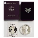 1986 PROOF SILVER EAGLE W BOX PAPERS
