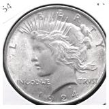 1924 CHOICE BU PEACE DOLLAR