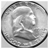 1954 S GEM BU FRANKLIN  HALF DOLLAR
