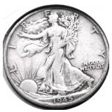 1945 S WALKING HALF DOLLAR XF