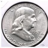 1957 D GEM BU FRANKLIN HALF DOLLAR