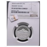 2010 S NGC PF69UC MT HOOD SILVER QUARTER