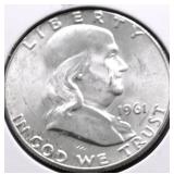 1961 GEM BU FRANKLIN HALF DOLLAR