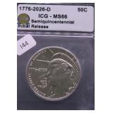 2026 D ICG MS66 HALF DOLLAR