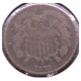 1870 TWO CENT PIECE VG