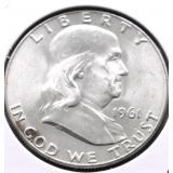 1961 D GEM BU FBL FRANKLIN HALF DOLLAR