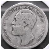 1889 SWDEN SILVER KRONER VG