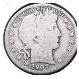 1907 D BARBER HALF DOLLAR G