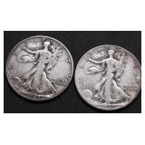TWO WALKING HALF DOLLARS