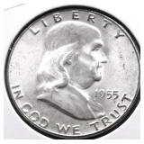 1955 GEM BU FRANKLIN HALF DOLLAR
