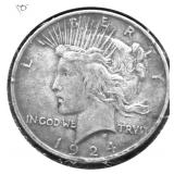 1924 PEACE DOLLAR VF