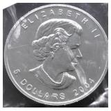 2004 CANADA MAPLE LEAF GEM 1 OZ .9999 SILVER