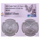 2021 NGC MS69MSILVER EAGLE SET