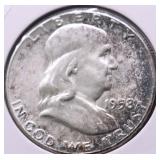 1958 GEM TONER FRANKLIN HALF DOLLAR