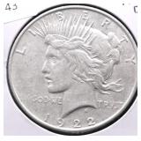1922 D PEACE DOLLAR AU