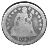 1843 O SEATED DIME G RARE DATE