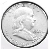 1963 D FRANKLIN HALF DOLLAR AU