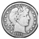 1911 D BARBER HALF DOLLAR F