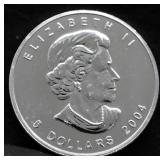 2004 CANADA MAPLE LEAF GEM 1 OZ .9999 SILVER