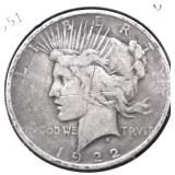 1922 D PEACE DOLLAR VG