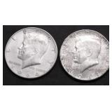 2 1964 KENNEDY HALF DOLLARS