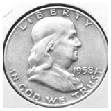 1958 D FRANKLIN HALF DOLLAR VF