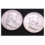 TWO FRANKLIN HALF DOLLARS
