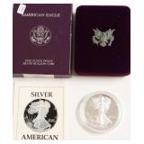 1989 PROOF SILVER EAGLE W BOX PAPERS