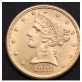 1881 S CHOICE BU HALF EAGLE