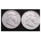 TWO FRANKLIN HALF DOLLARS