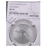 2016 P NGC MS70 KANGAROO 1 OZ .999 SILVER
