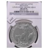 2014 NGC MS69PL BRITANNIA 1 OZ .999 SILVER