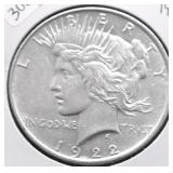1922 PEACE DOLLAR AU
