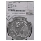 1993 NGC MS 69 SM DATE CHINA PANDA